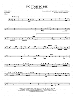 page one of No Time To Die (Instrumental Solo – Bass Clef)