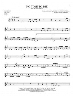 page one of No Time To Die (Instrumental Solo – Treble Clef Low Range)