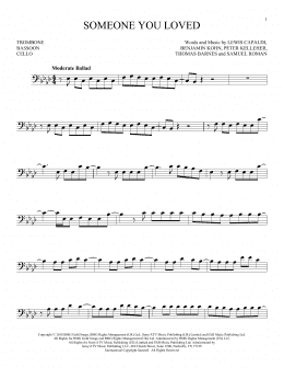 page one of Someone You Loved (Instrumental Solo – Bass Clef)