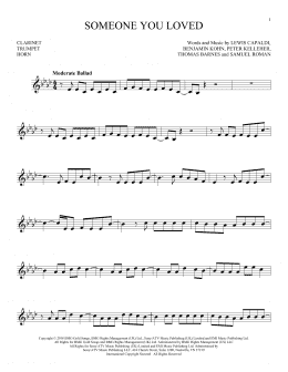 page one of Someone You Loved (Instrumental Solo – Treble Clef Low Range)