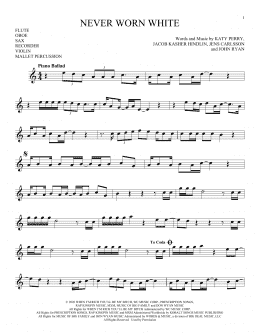page one of Never Worn White (Instrumental Solo – Treble Clef High Range)