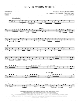 page one of Never Worn White (Instrumental Solo – Bass Clef)