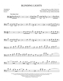 page one of Blinding Lights (Instrumental Solo – Bass Clef)