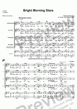 page one of Bright Morning Stars (a cappella)