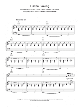 page one of I Gotta Feeling (Piano, Vocal & Guitar Chords)