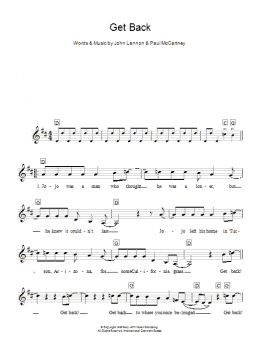 page one of Get Back (Piano Chords/Lyrics)