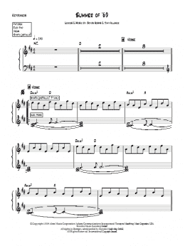 page one of Summer Of '69 (Piano Chords/Lyrics)