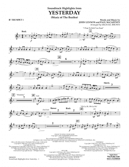 page one of Highlights from Yesterday (Music Of The Beatles) (arr. Michael Brown) - Bb Trumpet 1 (Concert Band)
