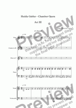 page one of Hedda Gabler - Chamber Opera  Act III