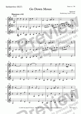page one of Clarinet Trio: Go Down Moses (KLT/Playable Score)