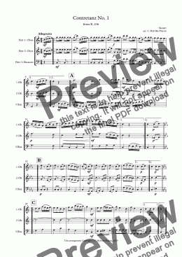 page one of Contretanz No. 1 (2 oboes and bassoon)