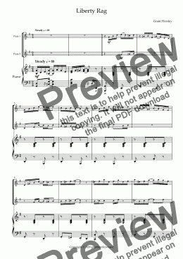 page one of "Liberty Rag" For Flute Duet and Piano- Intermediate