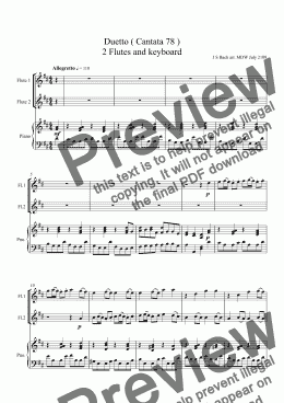 page one of 2 Flutes and keyboard: Duetto by J S Bach