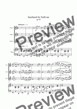 page one of Three flutes and piano: Saraband for Sullivan 