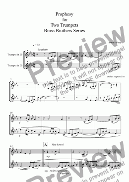 page one of Prophesy  for Two Trumpets  Brass Brothers Series