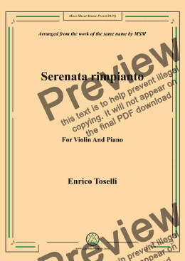 page one of Toselli-Serenata rimpianto,for Violin and Piano