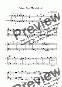 page one of Ottinger Reiter-Marsch (flute & clarinet in B-flat)