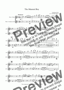 page one of The Minstrel Boy (Flute & Clarinet in B-flat)