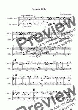 page one of Pizzicato Polka - Oboe (Fl) & Bassoon