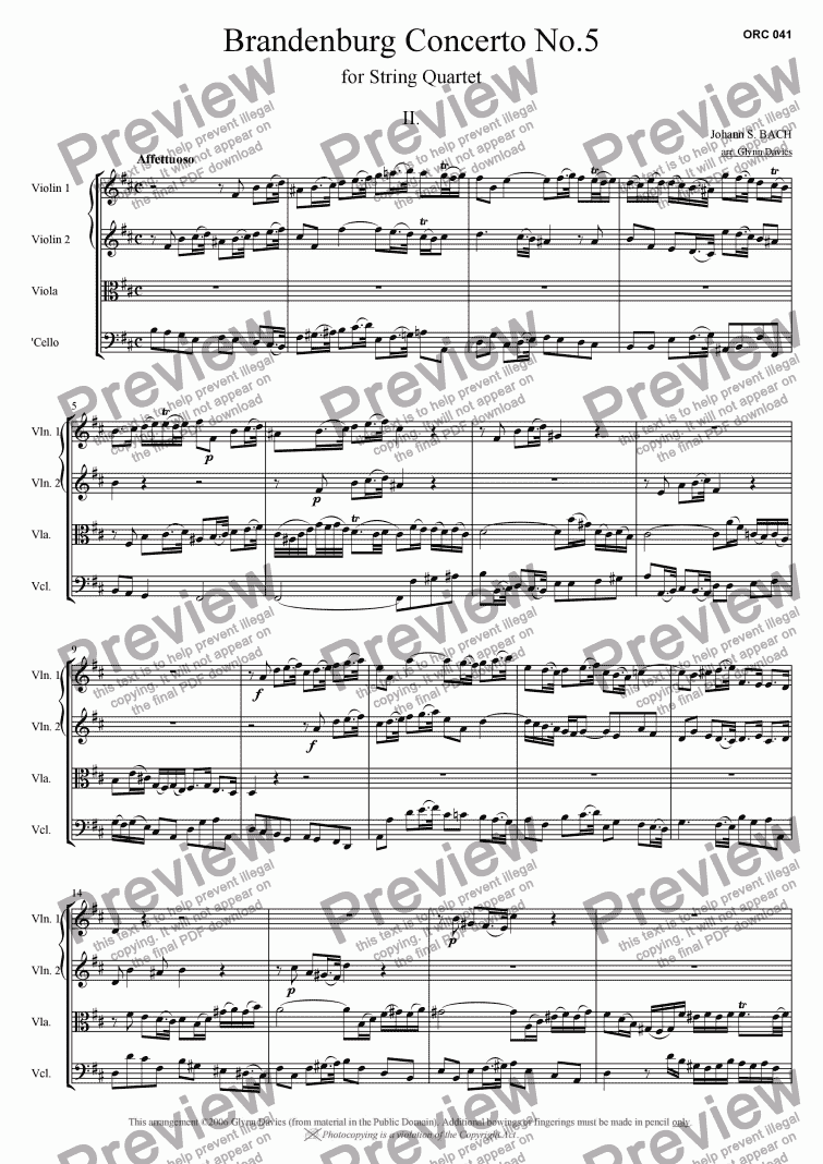 page one of Brandenburg Concerto No.5 - 2. Affettuoso