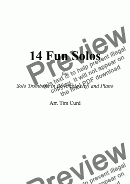 page one of 14 Fun Solos for Trombone/Euphonium in Bb (treble clef) and Piano