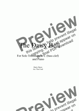 page one of The Daisy Bell for Solo Trombone/Euphonium in C (bass clef)) and Piano