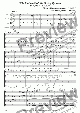 page one of "Die Zauberflöte" for String Quartet, No.7, "Wie? wie? wie?"