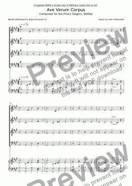 page one of Ave Verum Corpus (Piano accompaniment score)