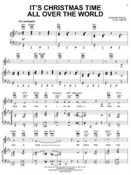 page one of It's Christmas Time All Over The World (Piano, Vocal & Guitar Chords (Right-Hand Melody))