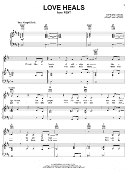 page one of Love Heals (Piano, Vocal & Guitar Chords (Right-Hand Melody))
