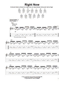 page one of Right Now (Easy Guitar Tab)