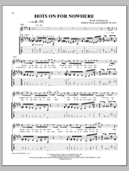 page one of Hots On For Nowhere (Guitar Tab)