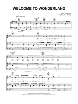 page one of Welcome To Wonderland (Piano, Vocal & Guitar Chords (Right-Hand Melody))