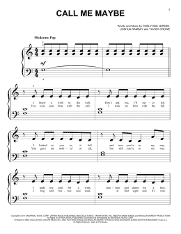 page one of Call Me Maybe (Big Note Piano)