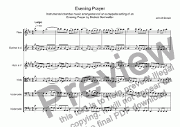 page one of Bonhoeffer's Abendgebet or  Evening Prayer (D Major Instrumental Score)