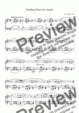 page one of Piano:Wedding Dance for Angela