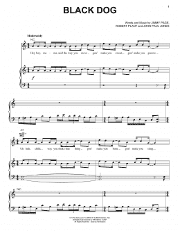 page one of Black Dog (Piano, Vocal & Guitar Chords (Right-Hand Melody))