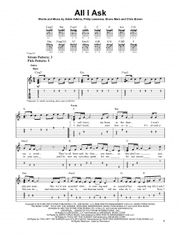 page one of All I Ask (Easy Guitar Tab)