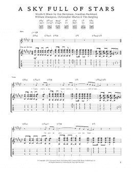 page one of A Sky Full Of Stars (Guitar Tab)