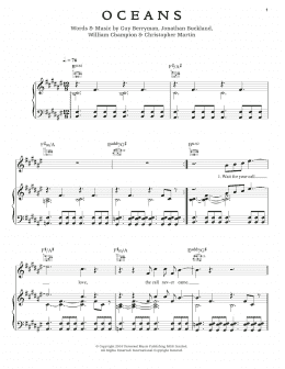 page one of Oceans (Piano, Vocal & Guitar Chords (Right-Hand Melody))