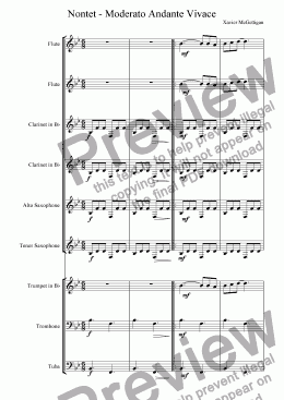 page one of Nontet - Moderato Andante Vivace