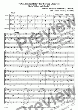 page one of "Die Zauberflöte" for String Quartet, No.8, "O Isis und Osiris"