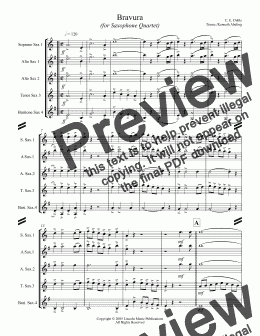 page one of March - Bravura (for Saxophone Quartet SATB or AATB)