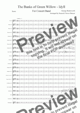 page one of The Banks of Green Willow - Butterworth - Concert Band - Score