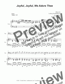 page one of Joyful, Joyful, We Adore Thee (for Trombone solo and Piano)