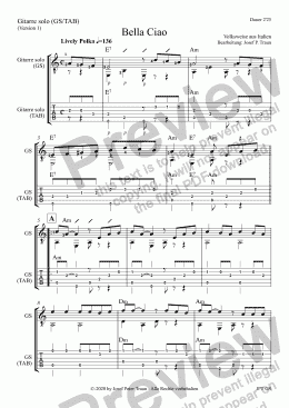 page one of Bella Ciao (GS plus TAB/Version 1)
