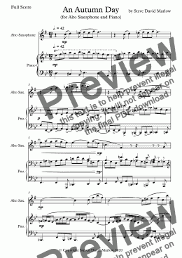 page one of "An Autumn Day" (for Alto Sax & Piano)