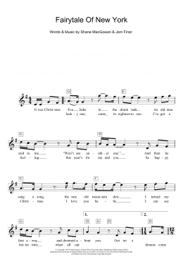 page one of Fairytale Of New York (Piano Chords/Lyrics)