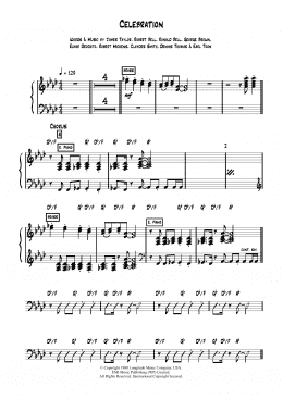 page one of Celebration (Piano Chords/Lyrics)