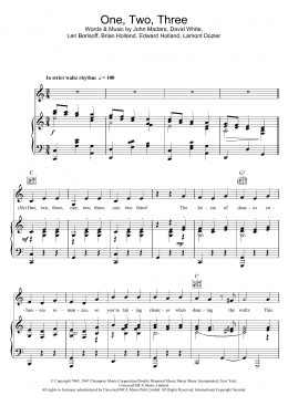 page one of One, Two, Three (Piano, Vocal & Guitar Chords)